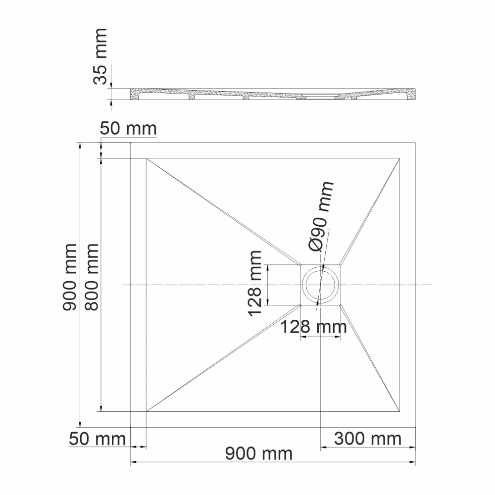 Поддон для душа WasserKraft Dill 61T03 90х90 квадратный, из искусственного камня, черный матовый от магазина Vanna-Vanna.ru!