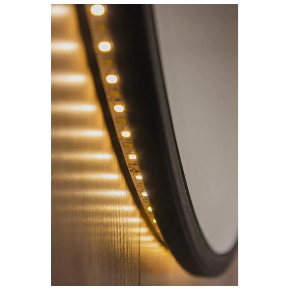 Зеркало Dreja SHINE 80x80 см, метал. рама, черный, беск. сенсор, LED-подсветка, диммер от магазина Vanna-Vanna.ru!