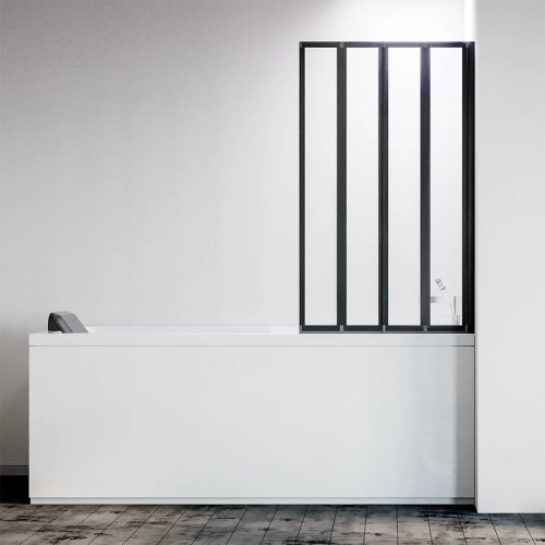 Шторка на ванну Veconi Palau PL-74BR, 900x1500, черный, стекло прозрачное от магазина Vanna-Vanna.ru!