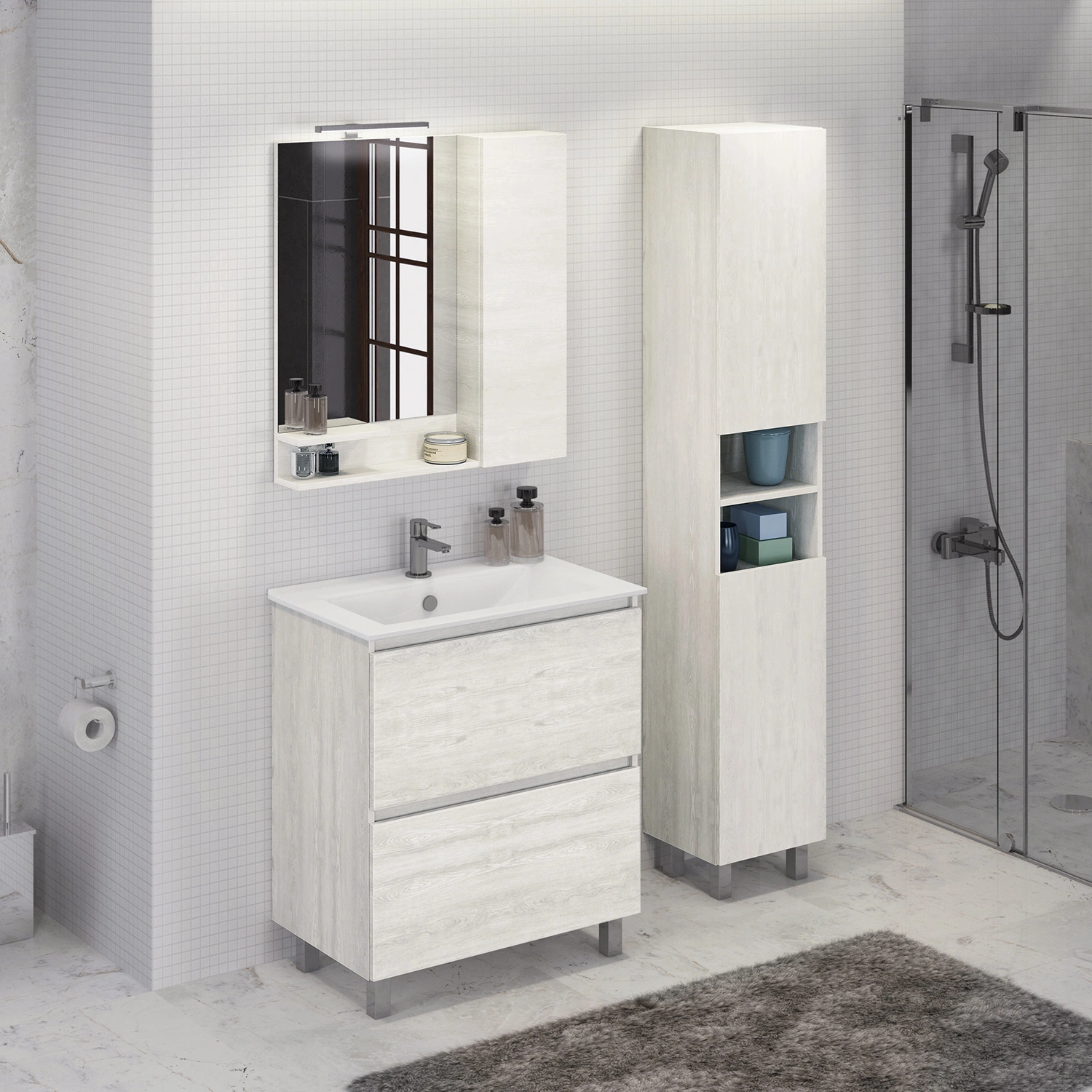 Зеркало-шкаф Comforty Верона-75 дуб белый от магазина Vanna-Vanna.ru!