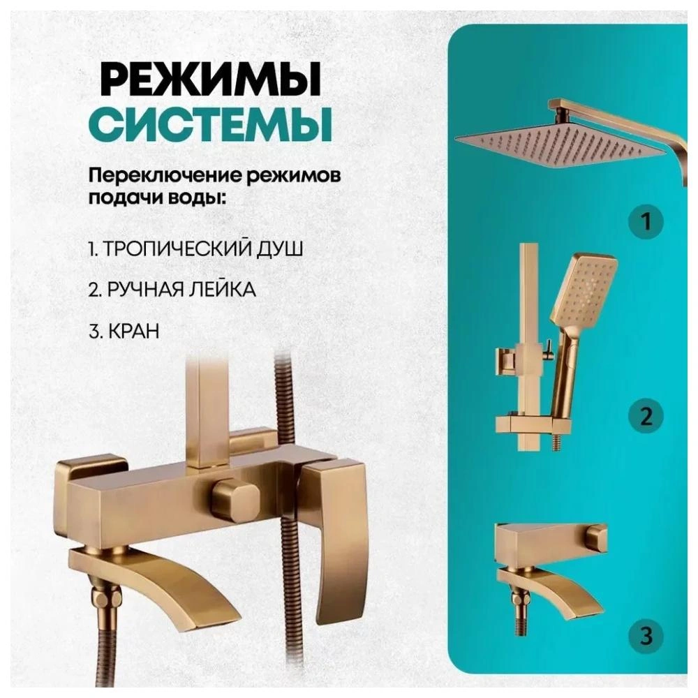 Душевая система Grocenberg GB7007-1BR, бронза от магазина Vanna-Vanna.ru!