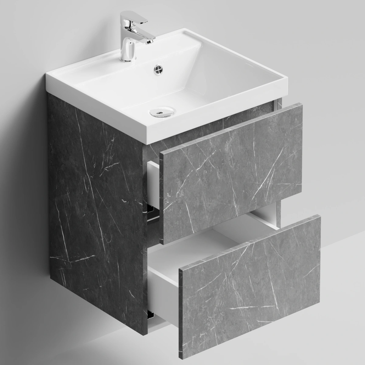 Тумба с раковиной Vod-ok Бест 50  подвесная, Мрамор Серый софт тач от магазина Vanna-Vanna.ru!