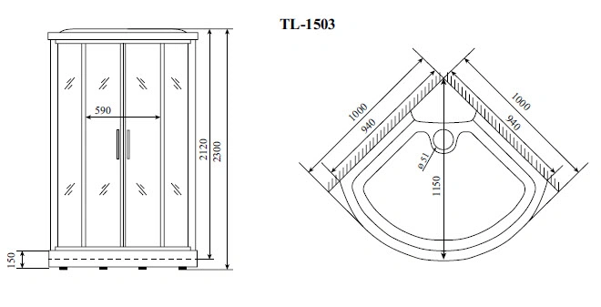 Душевая кабина Timo Lux TL-1503 102*102*230, турецкая баня хамам от магазина Vanna-Vanna.ru!