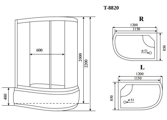 Душевая кабина Timo Comfort T-8820R Fabric Glass 120*85*220+турецкая баня хамам от магазина Vanna-Vanna.ru!