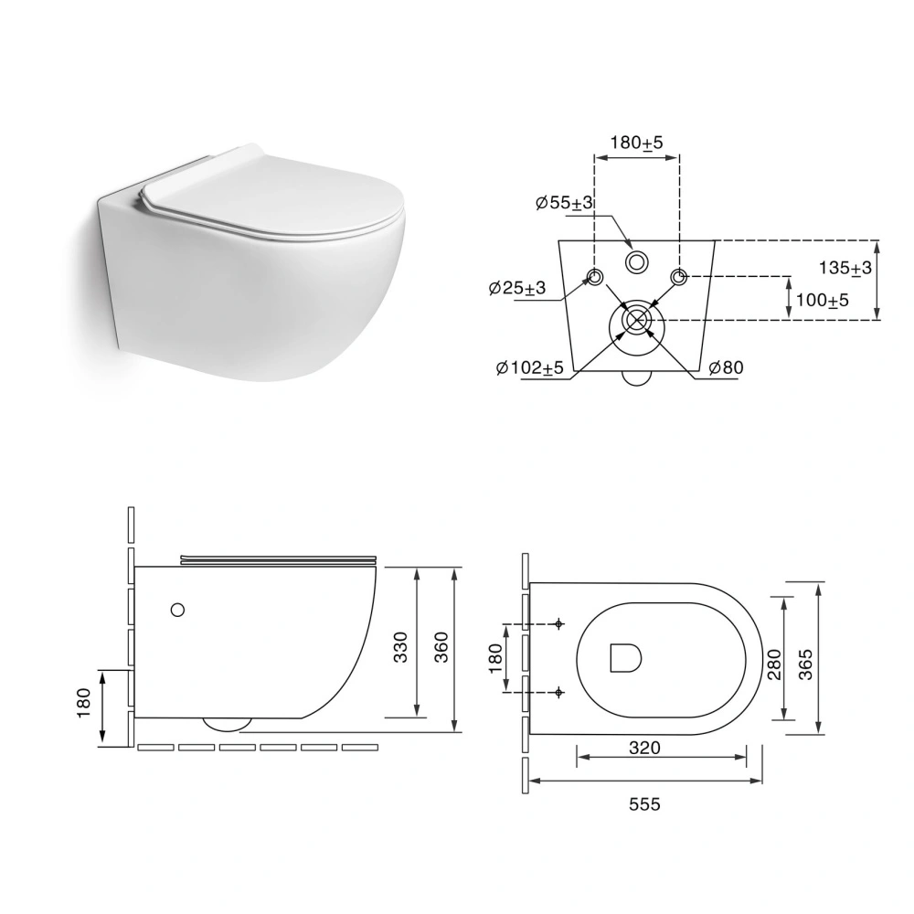 Унитаз SantiLine SL-5002 подвесной, с микролифтом, белый от магазина Vanna-Vanna.ru!