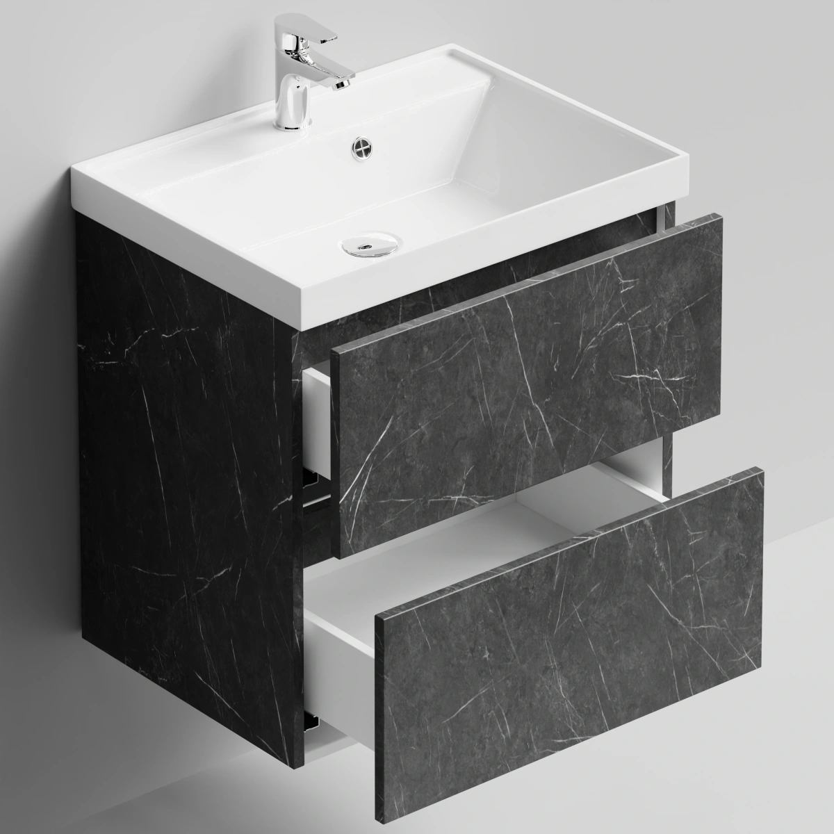Тумба с раковиной Vod-ok Бест 60  подвесная, Мрамор Графит софт тач от магазина Vanna-Vanna.ru!