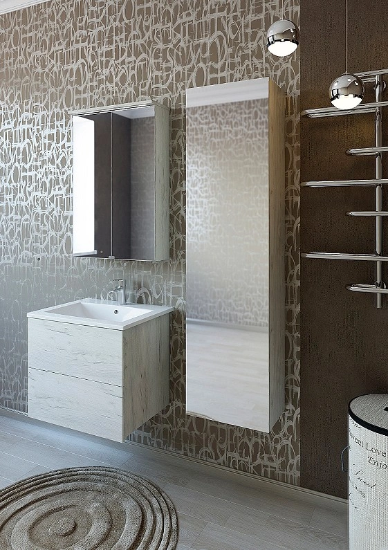 Зеркало-шкаф Sanflor Чикаго 60 дуб крафт белый от магазина Vanna-Vanna.ru!