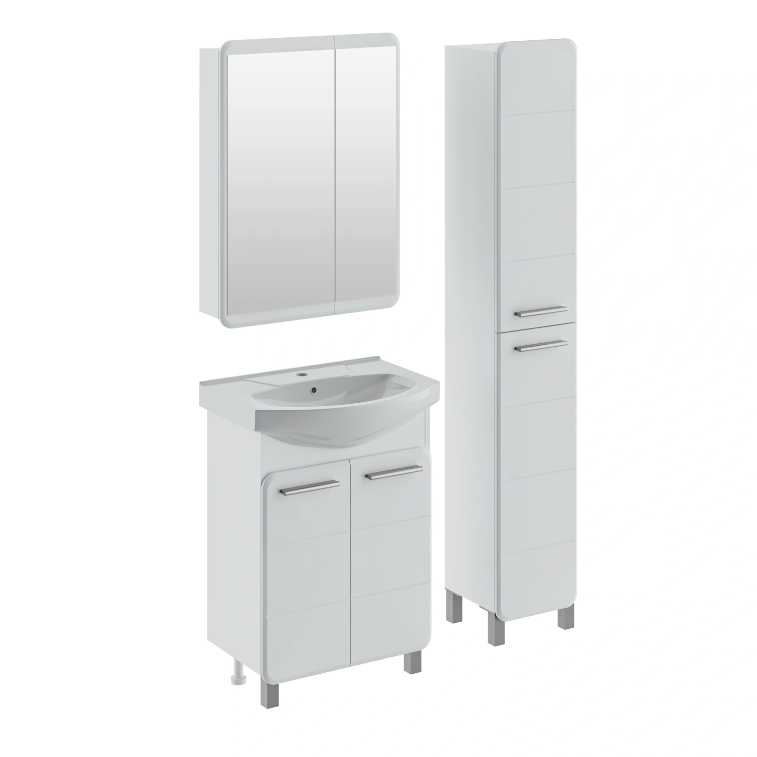 Тумба напольная Runo Эрика 60 с раковиной Элеганс 60, белый от магазина Vanna-Vanna.ru!