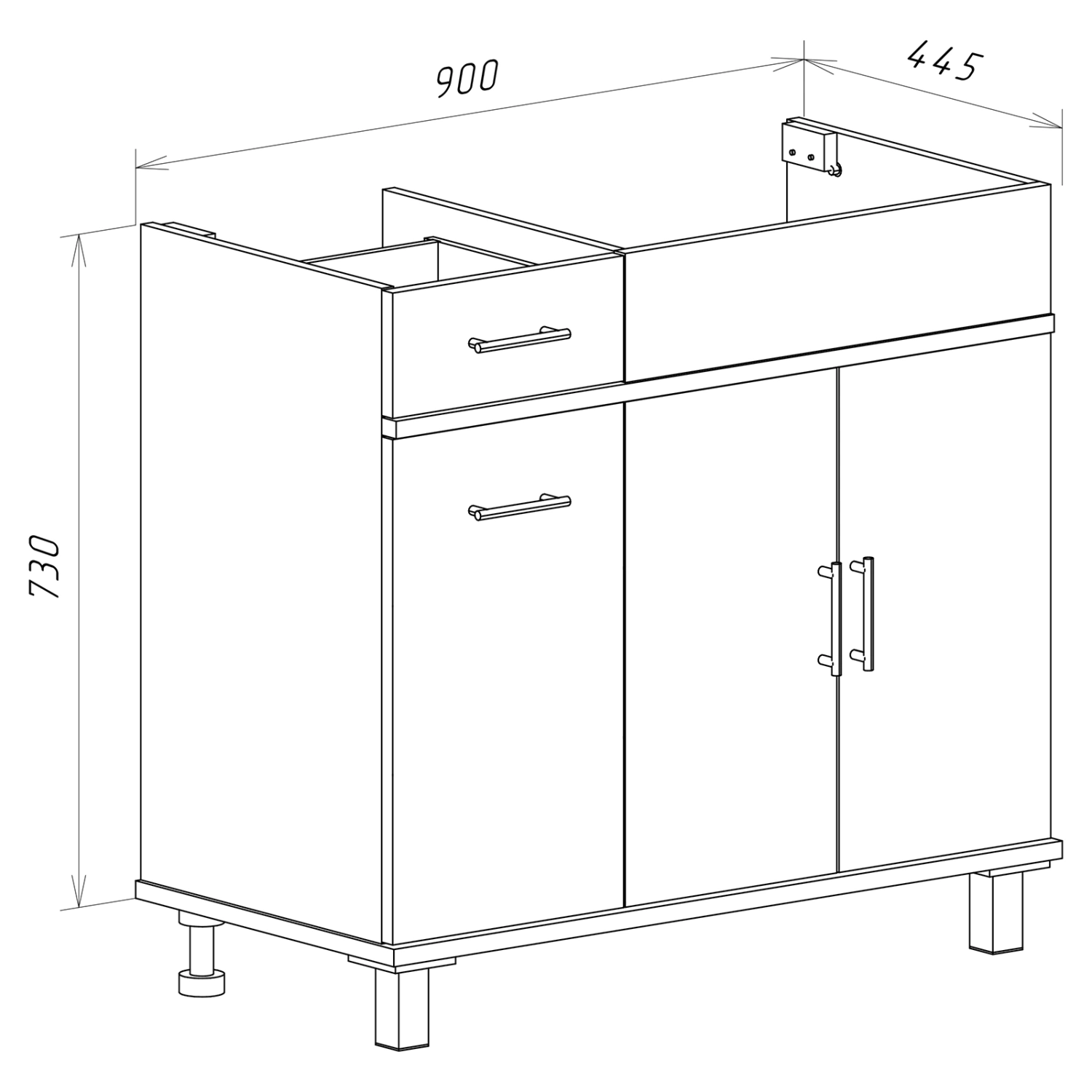 Тумба с раковиной Misty Купер 90 с бельевой корзиной, R, белый