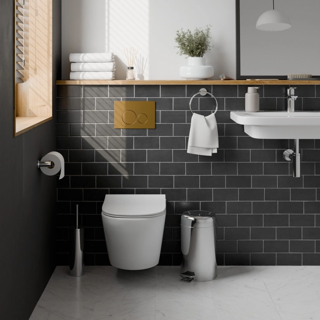 Комплект 3в1 IBERICA BLANCA инсталляция SILENCIO, унитаз BILBAO ALTO белый, кнопка смыва INOX-O золото матовое (IB001.BLA.231.815) от магазина Vanna-Vanna.ru!