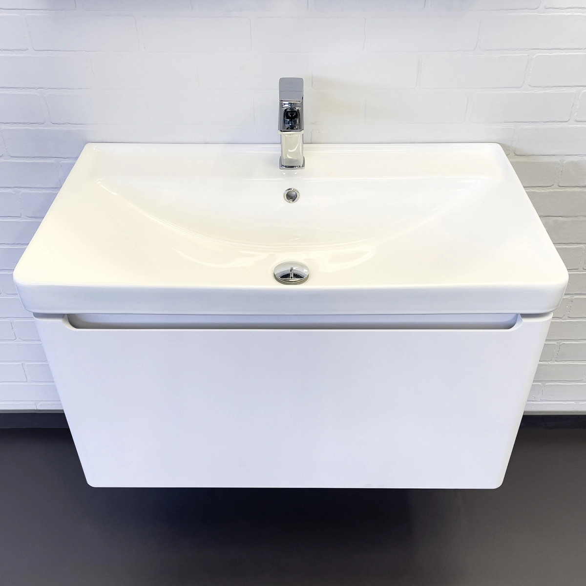 Тумба подвесная Comforty Арзамас-80-1 белая матовая с раковиной 4480 от магазина Vanna-Vanna.ru!