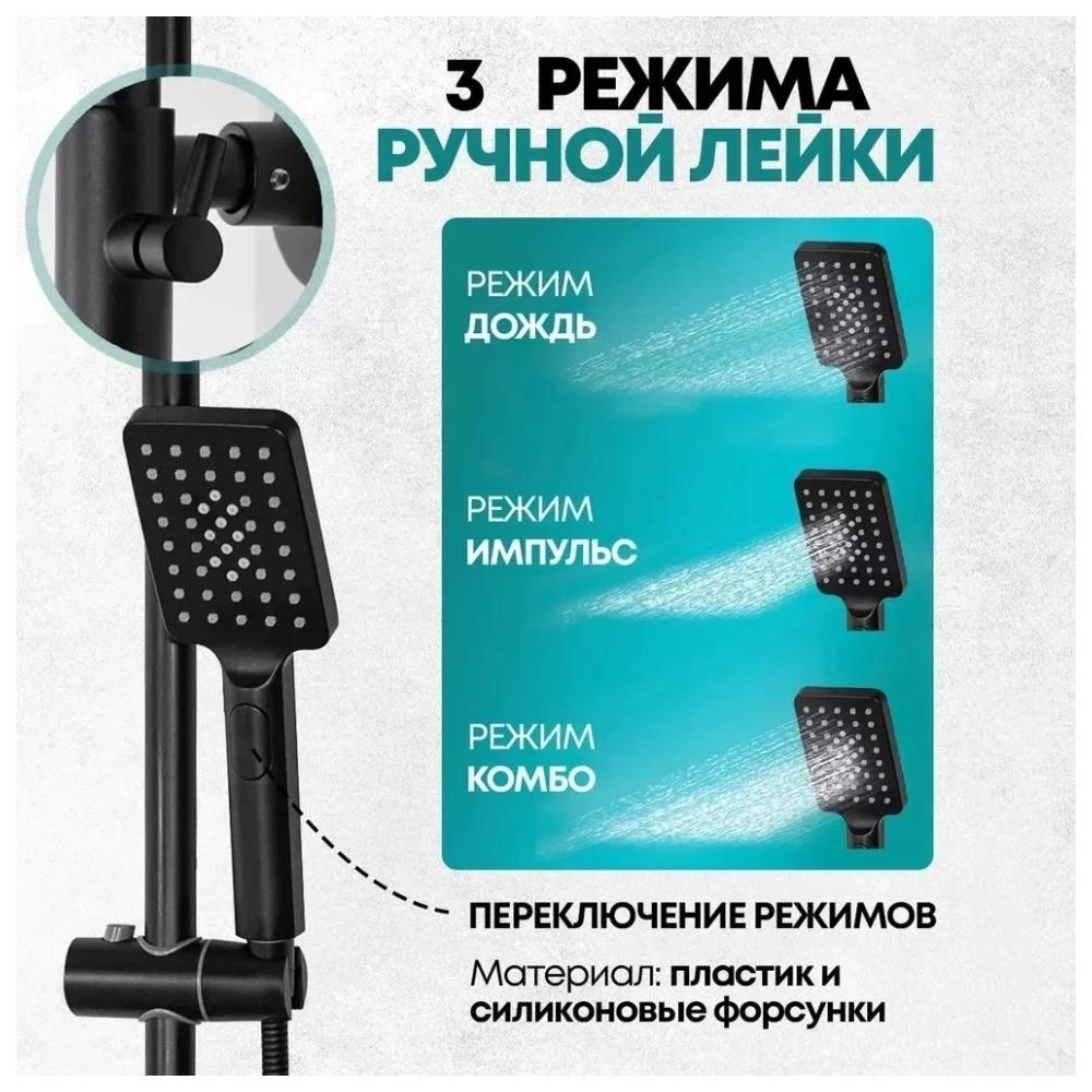 Душевая система с термостатом Grocenberg GB7005BL, черный от магазина Vanna-Vanna.ru!