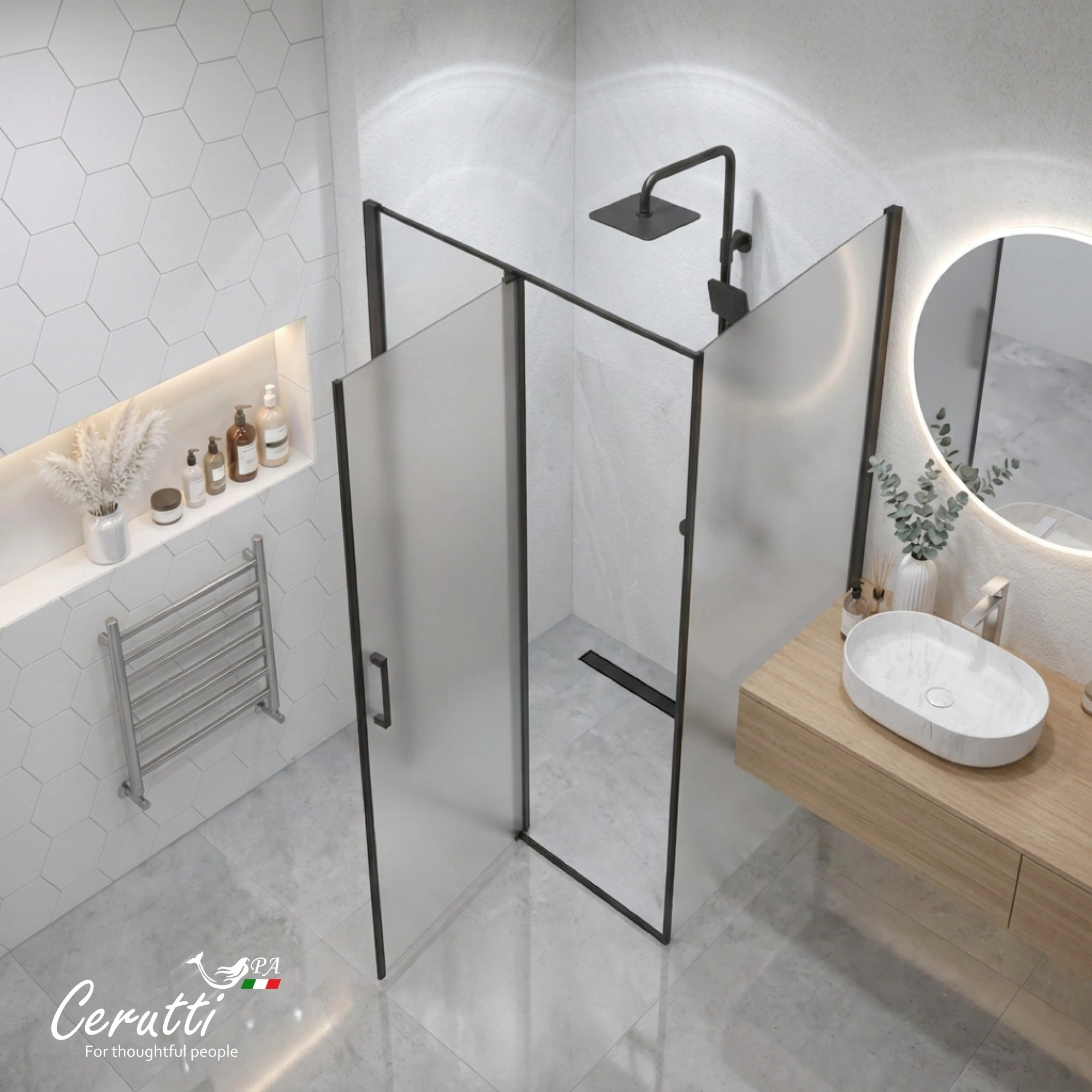 Душевой уголок Ceruttispa ATENA 120BF L без поддона (120x90x195) от магазина Vanna-Vanna.ru!