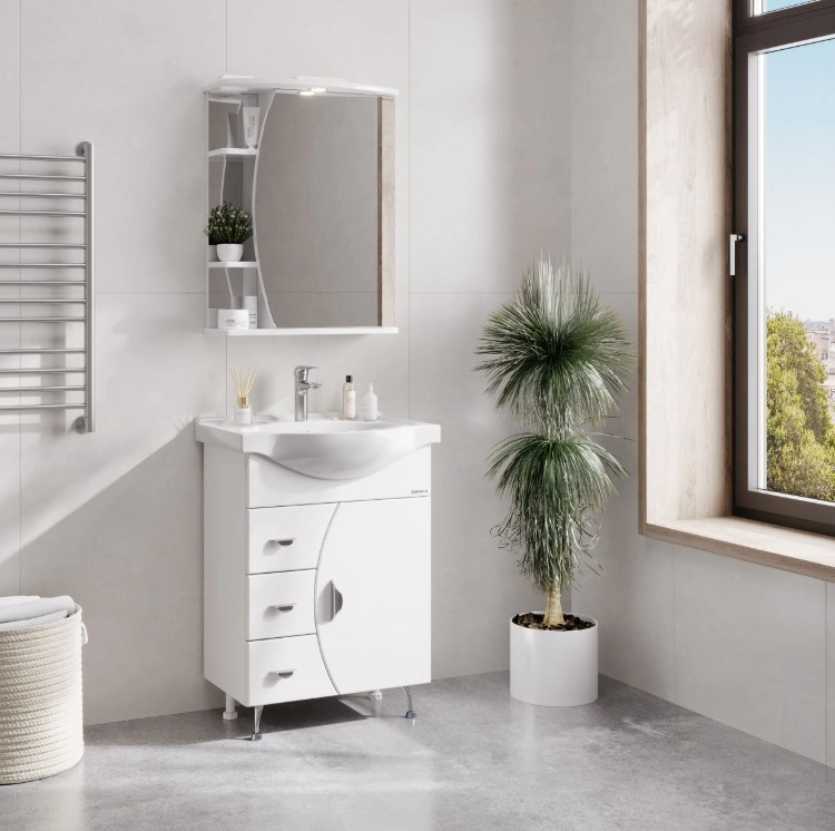 Зеркало-шкаф Onika Луна 60.01 R свет, белый от магазина Vanna-Vanna.ru!