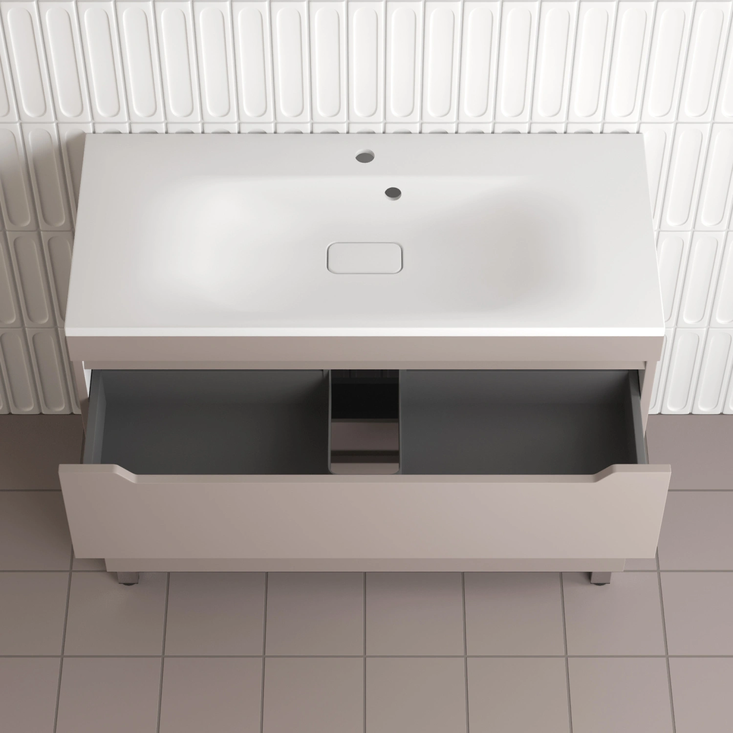 Тумба напольная Style Line Остин 100 с раковиной Фортуна 100 тауп темный