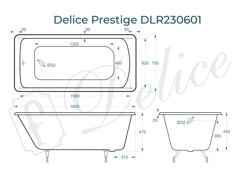 Ванна чугунная Delice Prestige 180х75 DLR230601 от магазина Vanna-Vanna.ru!