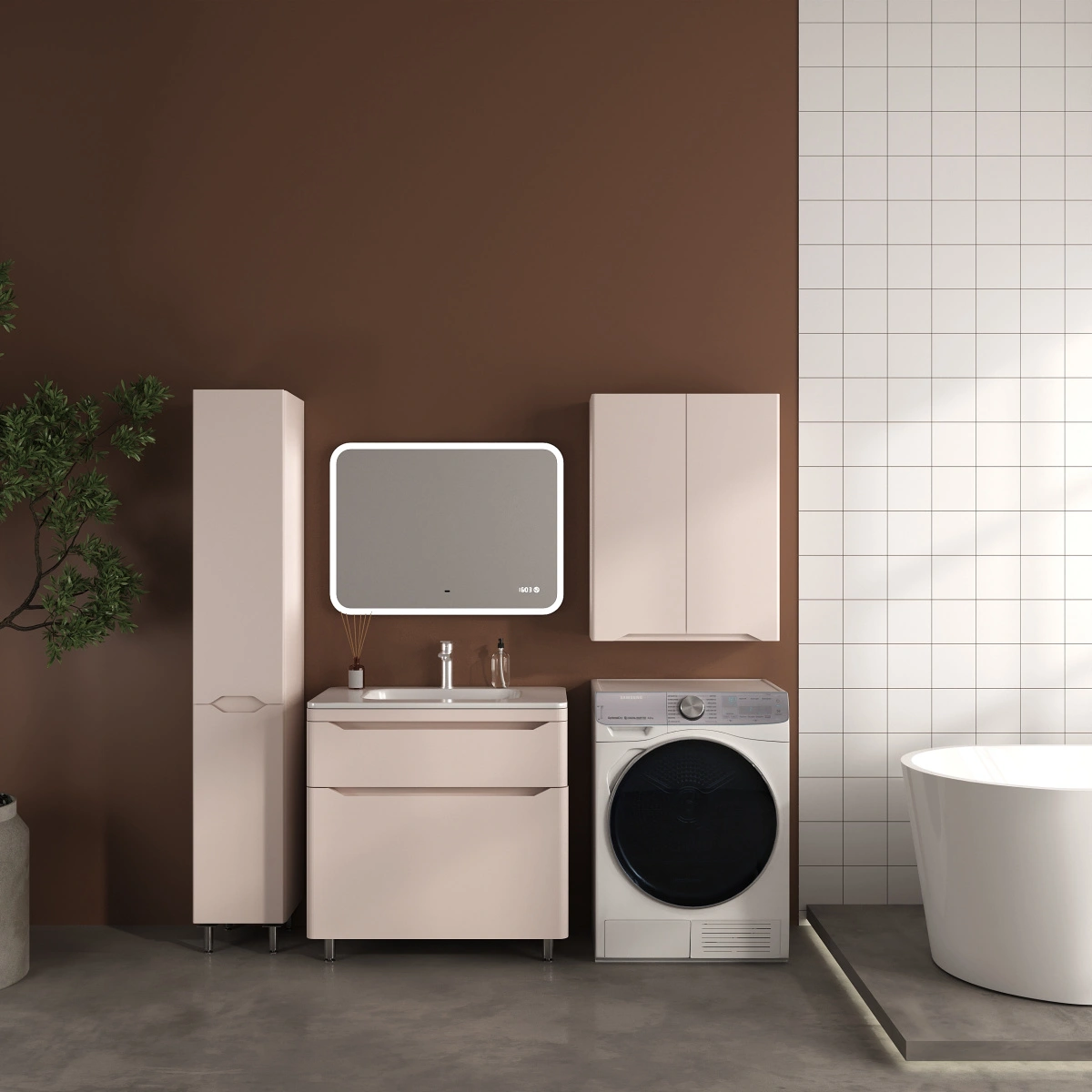 Тумба напольная Style Line Марелла 80 (2 ящ.) антискрейтч карамель с раковиной Марелла Люкс 800х400 от магазина Vanna-Vanna.ru!