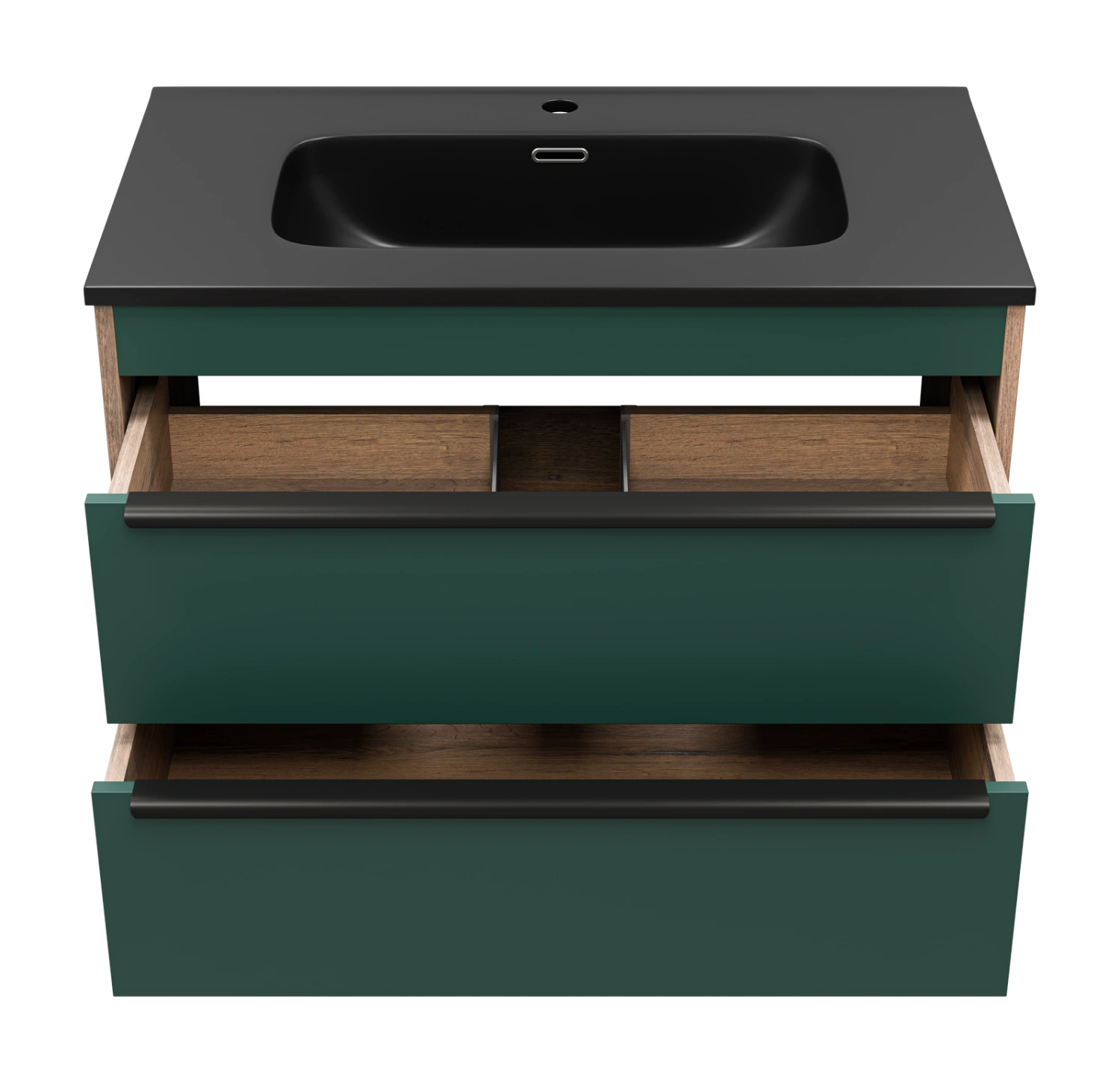 Тумба с раковиной Brevita Greenwood 80 подвесная, зеленый/дуб Галифакс
