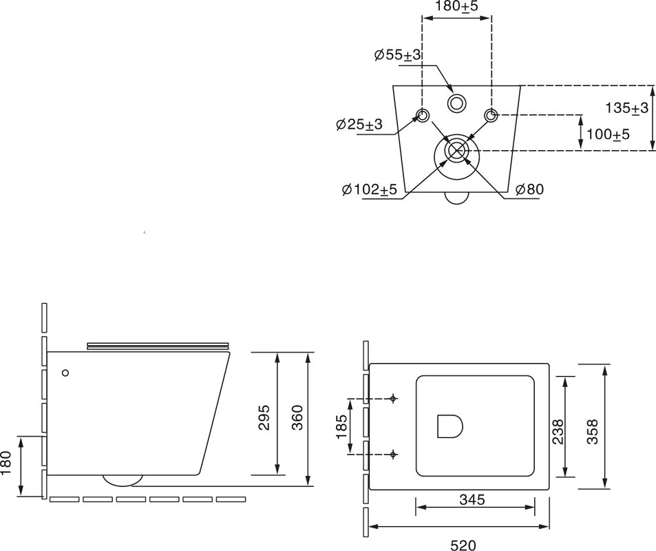 Унитаз - биде SantiLine SL-5007T-MB/BD подвесной, безободковый, с микролифт, черный матовый