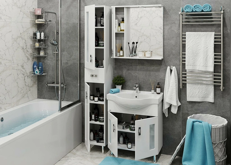 Зеркало со шкафчиком Onika Кристалл 67 L свет, белый