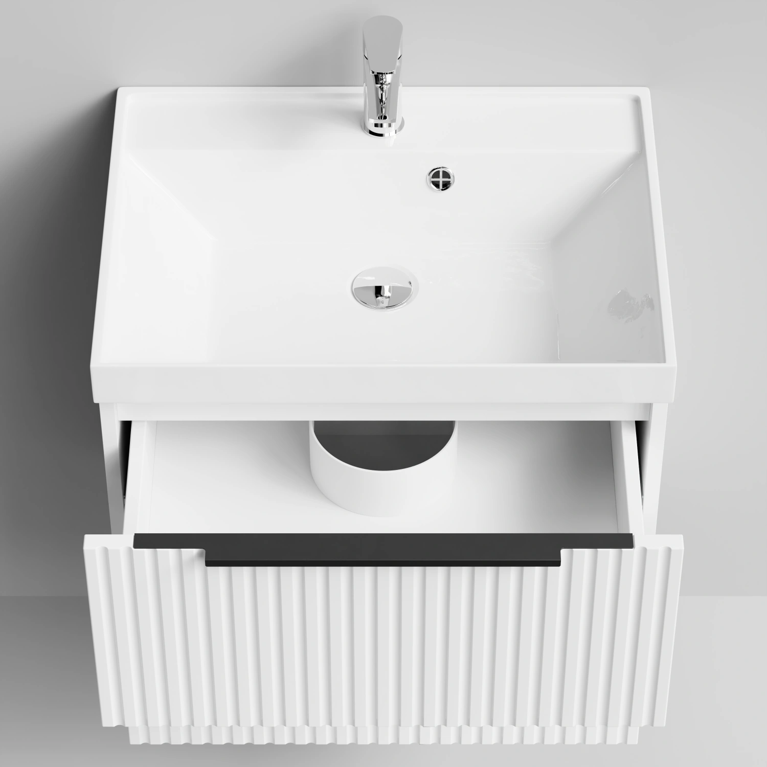 Тумба с раковиной Vod-ok Дольче 60 2 ящика, подвесная, белая + 13 цветов от магазина Vanna-Vanna.ru!