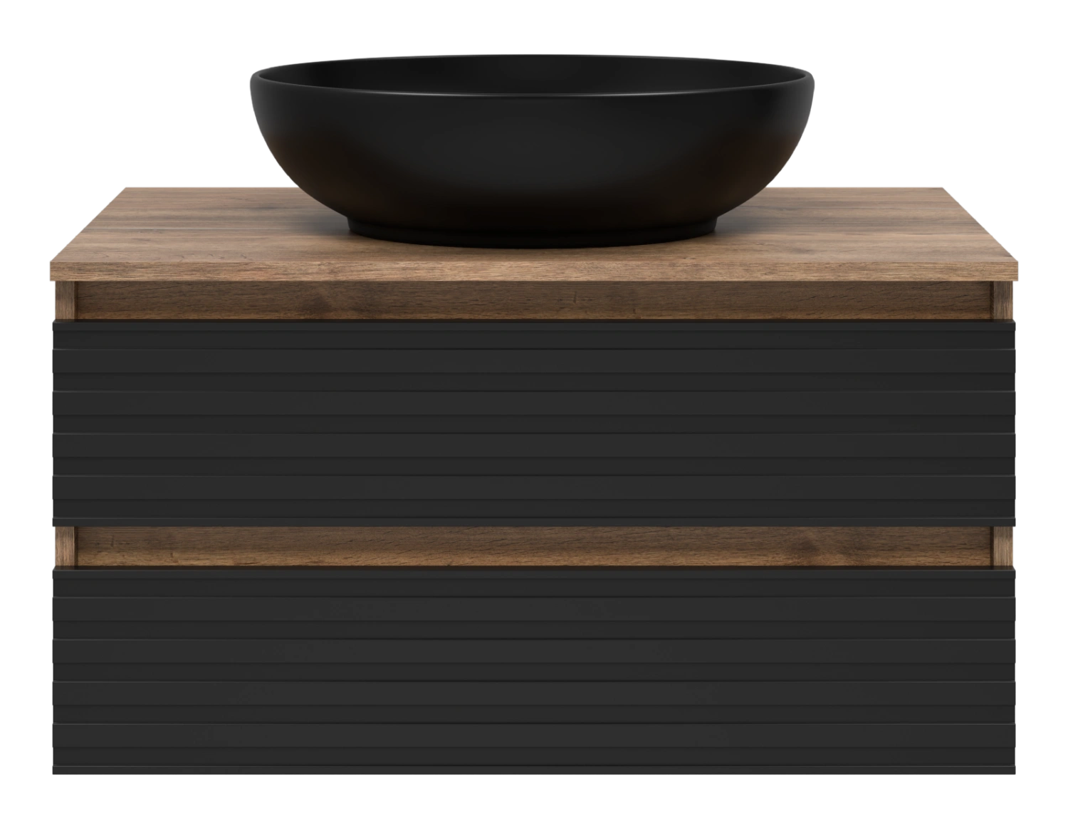 Тумба с раковиной Brevita Dakota 80 подвесная, черный/дуб галифакс от магазина Vanna-Vanna.ru!