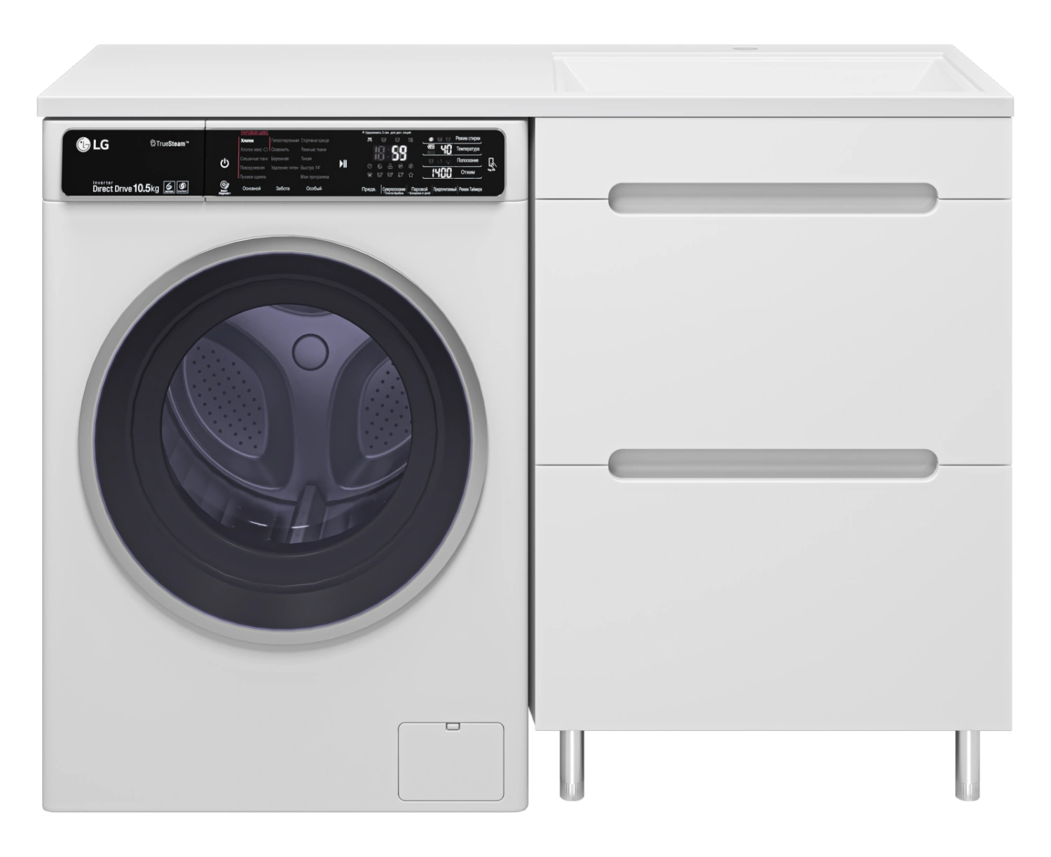 Тумба с раковиной Misty Байкал 55 под стиральную машину, с раковиной Misty Гавана 120 L, белый от магазина Vanna-Vanna.ru!