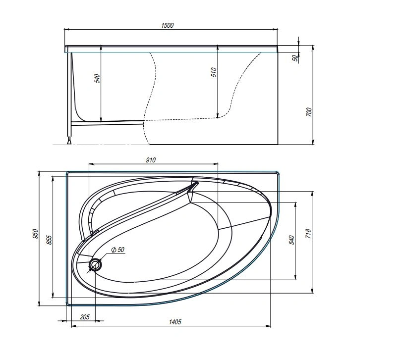 Комплект (3в1) Акриловая ванна TIMO IVA1595L 150*95*70+Каркас + Слив-перелив от магазина Vanna-Vanna.ru!