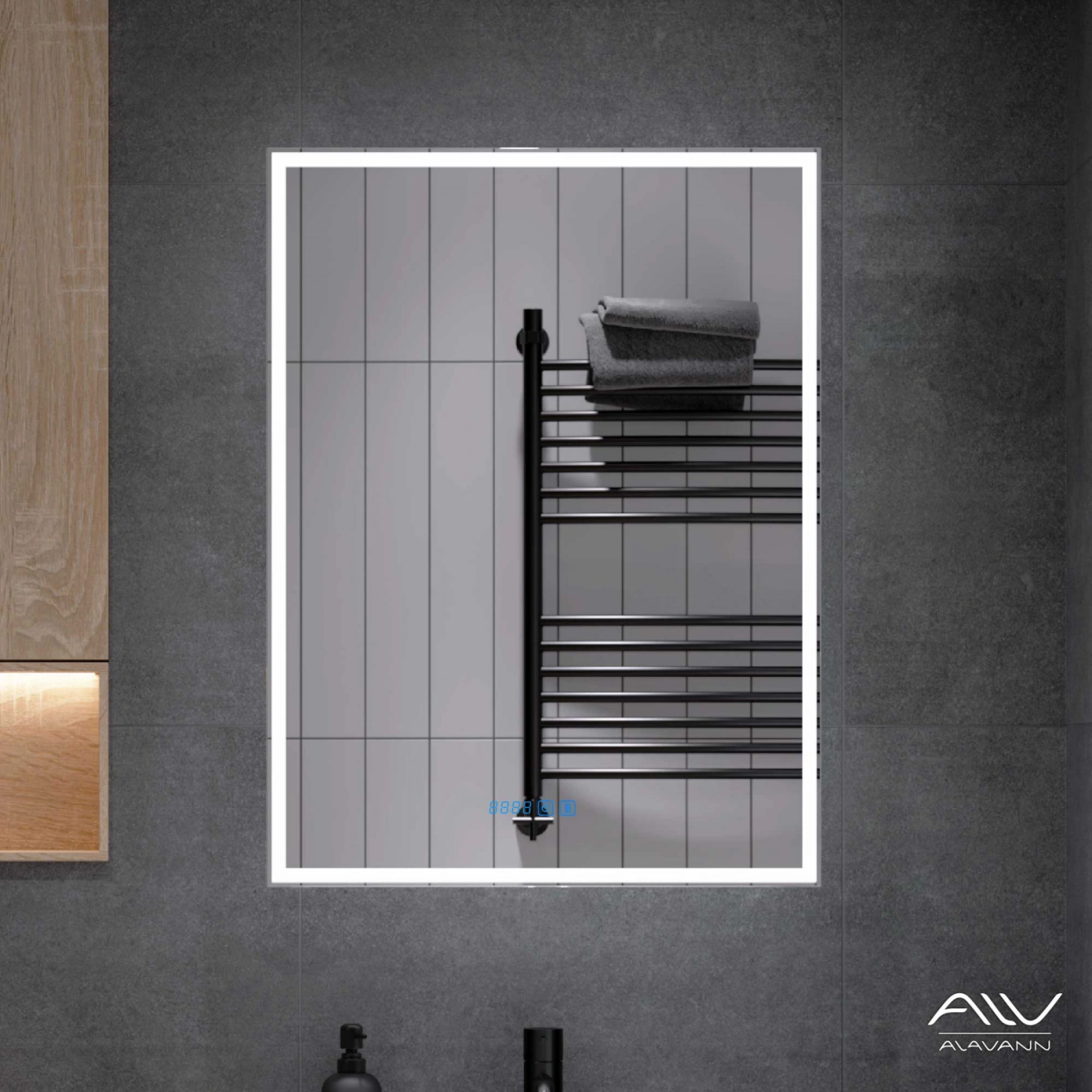 Зеркало-шкаф Alavann Rita Plus 60 свет, часы, сенсор, антизапотевание, белый