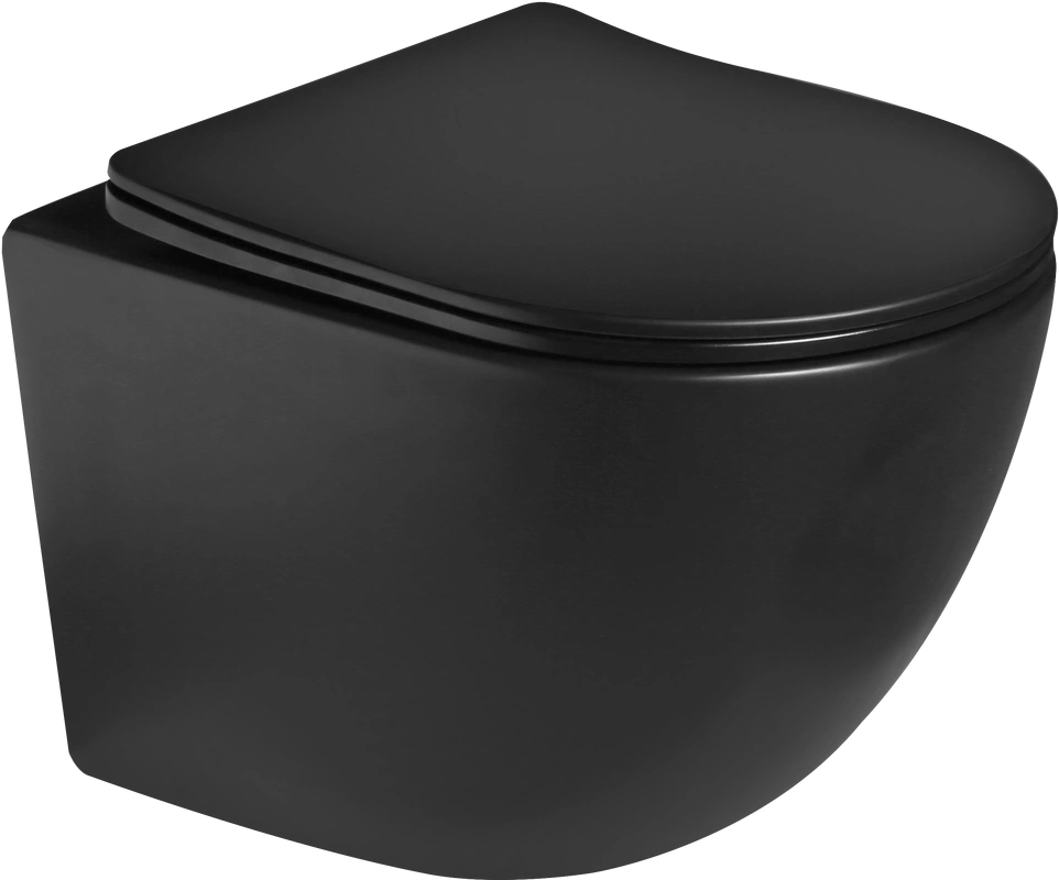 Унитаз подвесной SantiLine SL-5018MB+SL-03 с инсталляцией и кнопкой, черный от магазина Vanna-Vanna.ru!