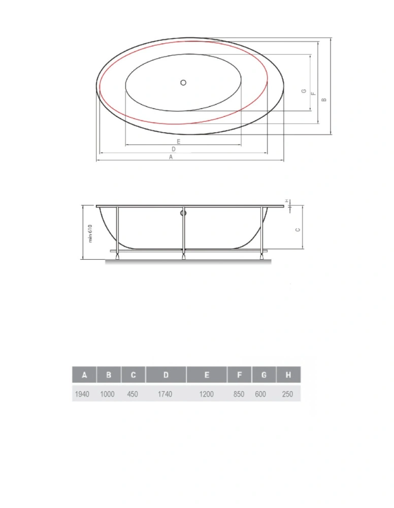 Ванна акриловая Vayer Boomerang OVAL ETNA 1940x1000 c панелью от магазина Vanna-Vanna.ru!