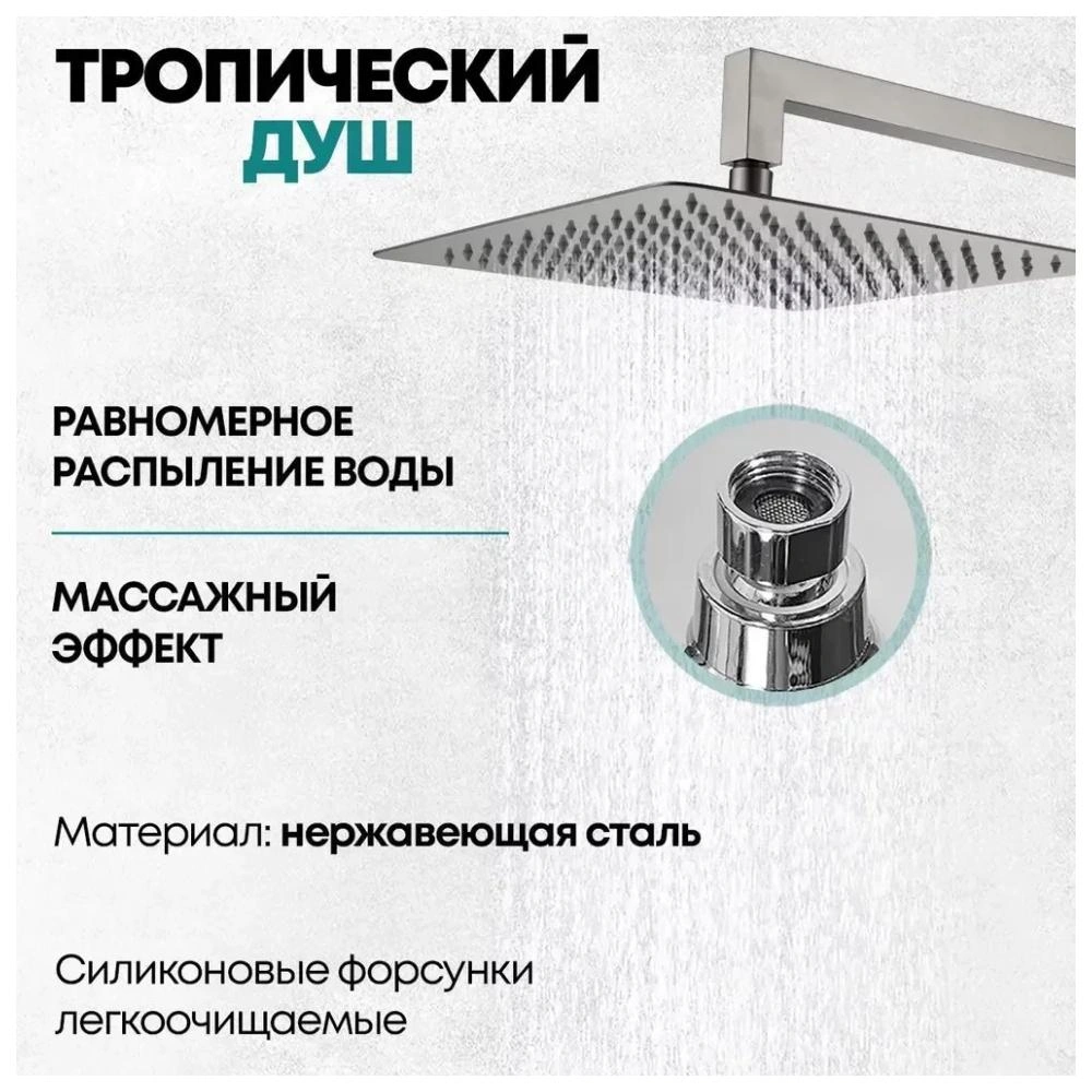 Душевая система встраиваемая Grocenberg GB5007BG, графит от магазина Vanna-Vanna.ru!