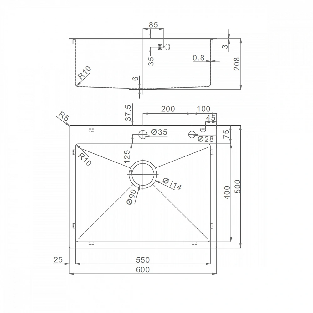 Кухонная мойка Raglo R701.6050.09, 60х50, комплект, графит от магазина Vanna-Vanna.ru!