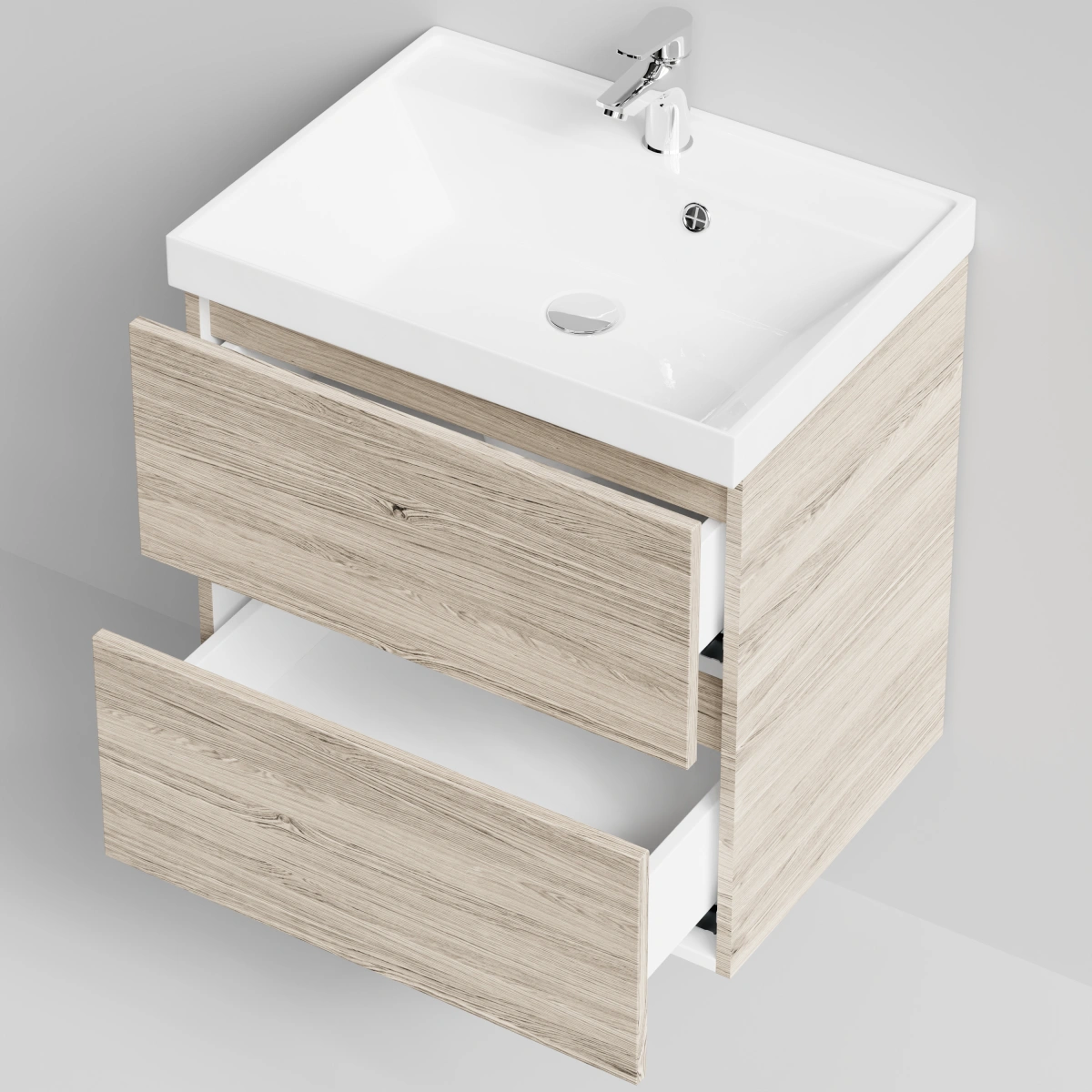 Тумба с раковиной Vod-ok Бест 60  подвесная, Дубослив ореховый светлый от магазина Vanna-Vanna.ru!