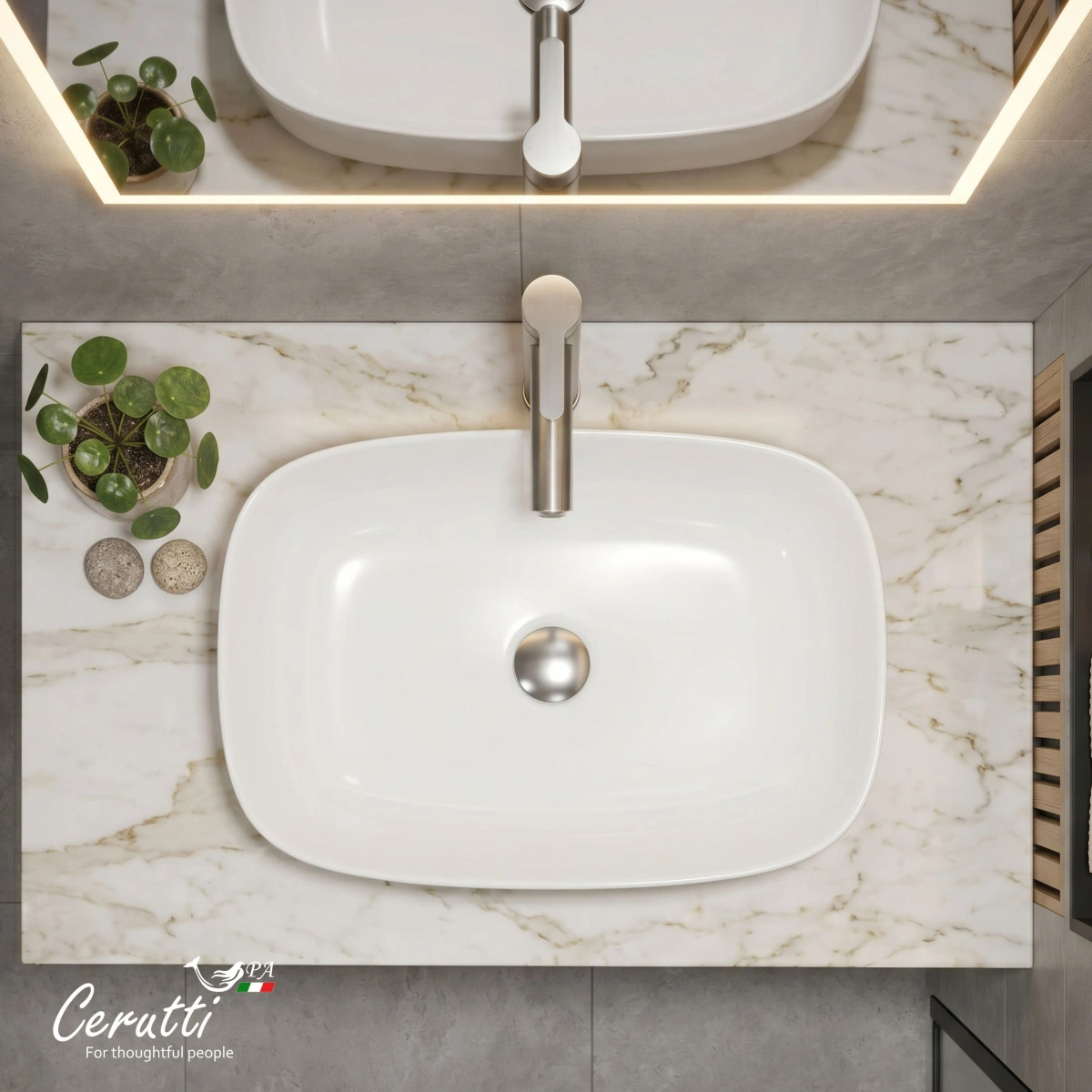 Раковина Ceruttispa CR0045 накладная, белая, прямоугольная 590х370х130 от магазина Vanna-Vanna.ru!