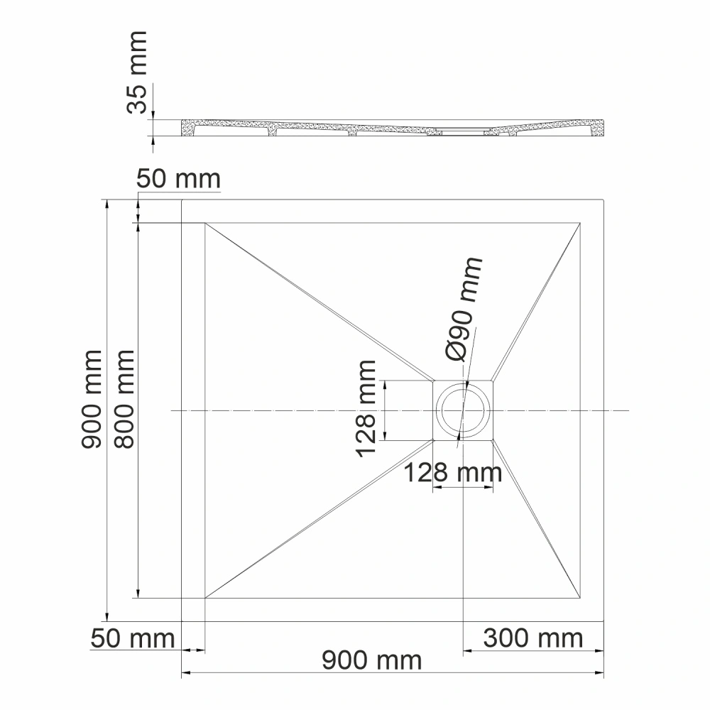 Поддон для душа WasserKraft Aller 10T03 90х90 квадратный, из искусственного камня, слоновая кость матовая от магазина Vanna-Vanna.ru!