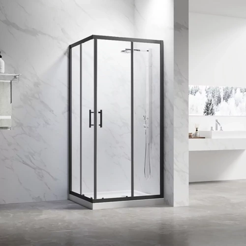 Душевой уголок Veconi RV27B-11080-01-C8 110х80 прямоугольный, без поддона, прозрачное стекло, черный матовый от магазина Vanna-Vanna.ru!