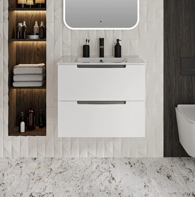 Тумба подвесная Runo Лина 80 с раковиной Teffy 80, белый от магазина Vanna-Vanna.ru!