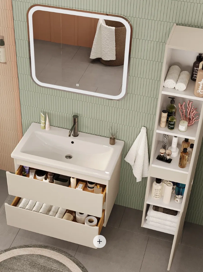 Тумба подвесная SanStar Riana 80 с раковиной Como 80, cappuccino от магазина Vanna-Vanna.ru!