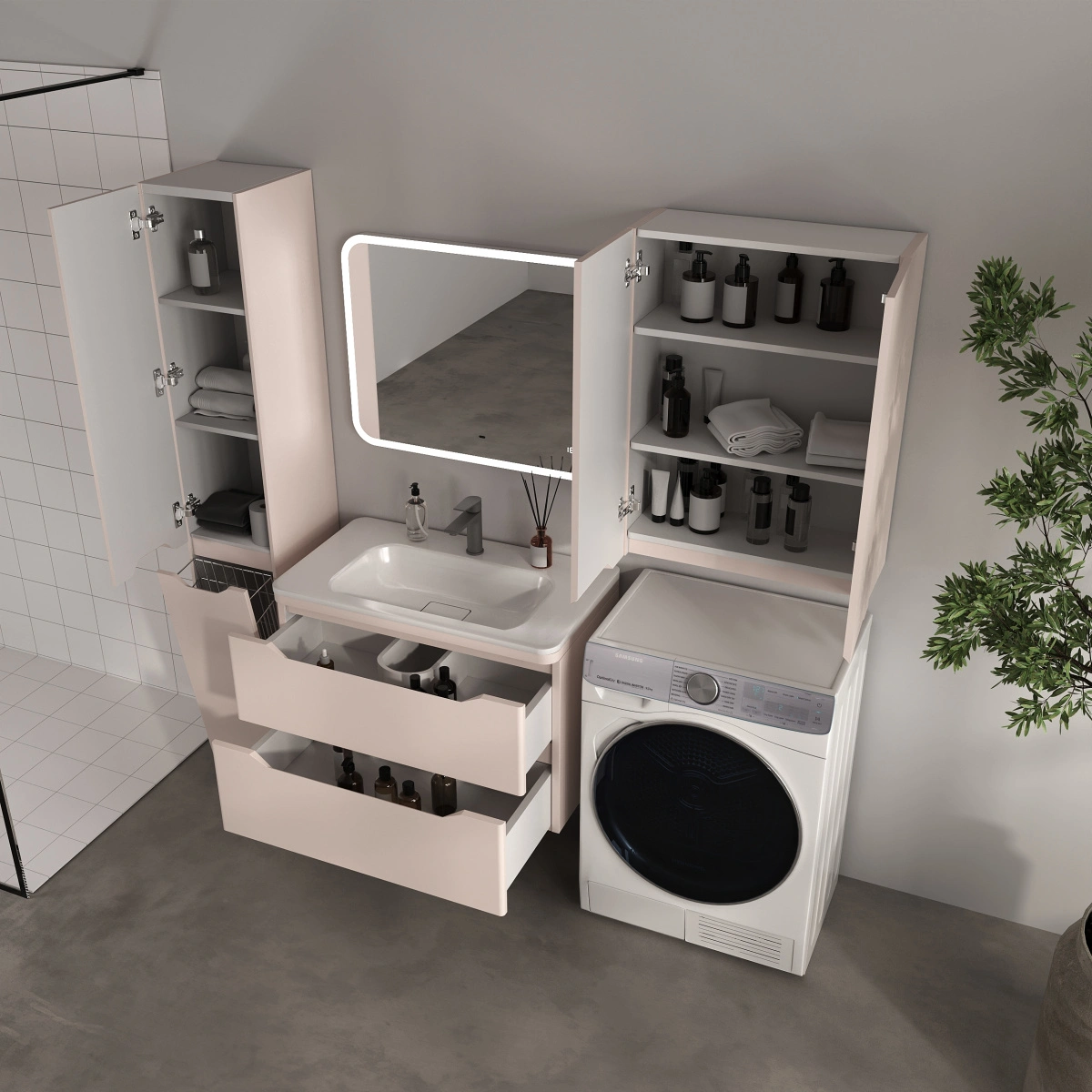 Тумба подвесная Style Line Марелла 80 (2 ящ.) антискрейтч карамель с раковиной Марелла Люкс 800х400 от магазина Vanna-Vanna.ru!