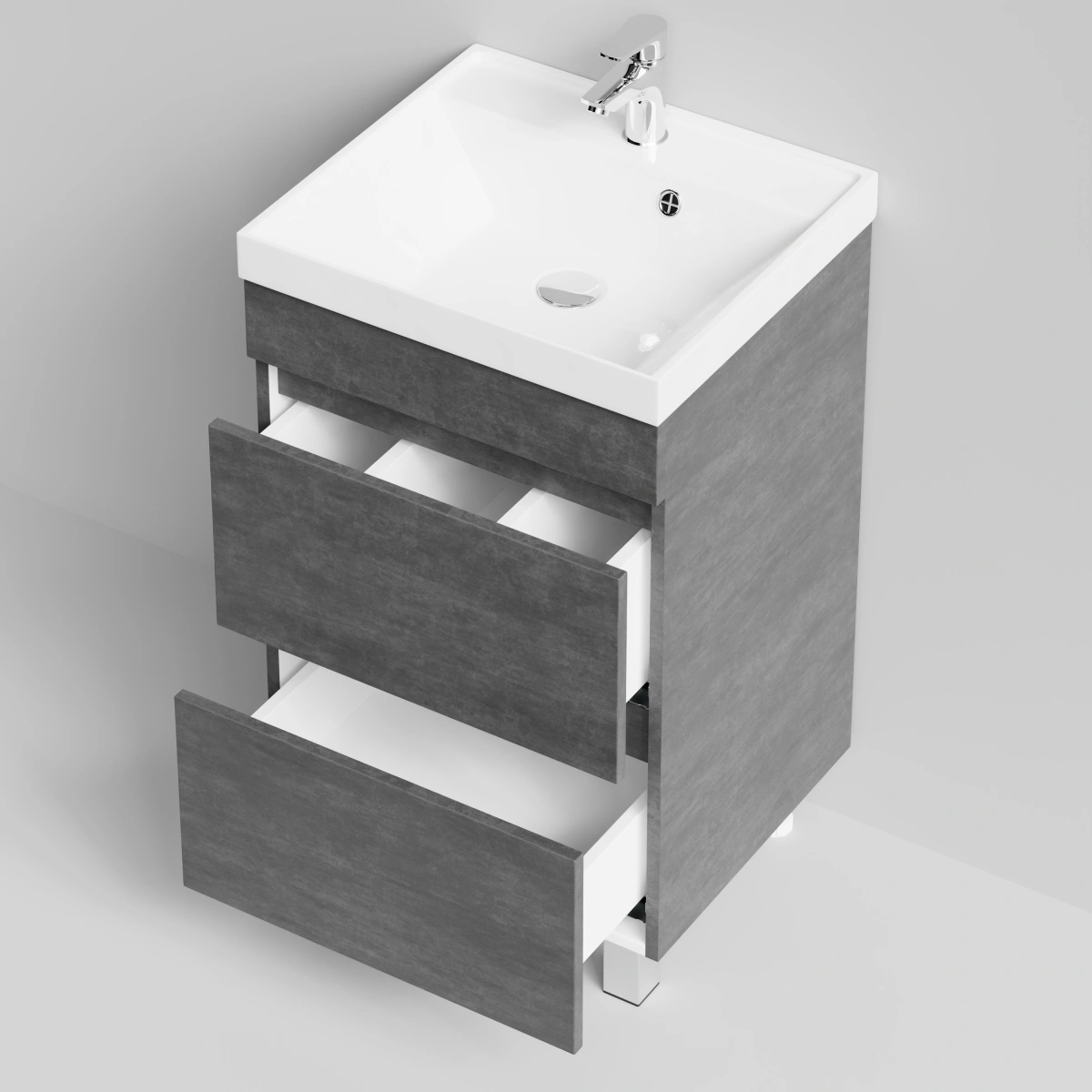 Тумба с раковиной Vod-ok Бест 50  напольная, Серый камень от магазина Vanna-Vanna.ru!