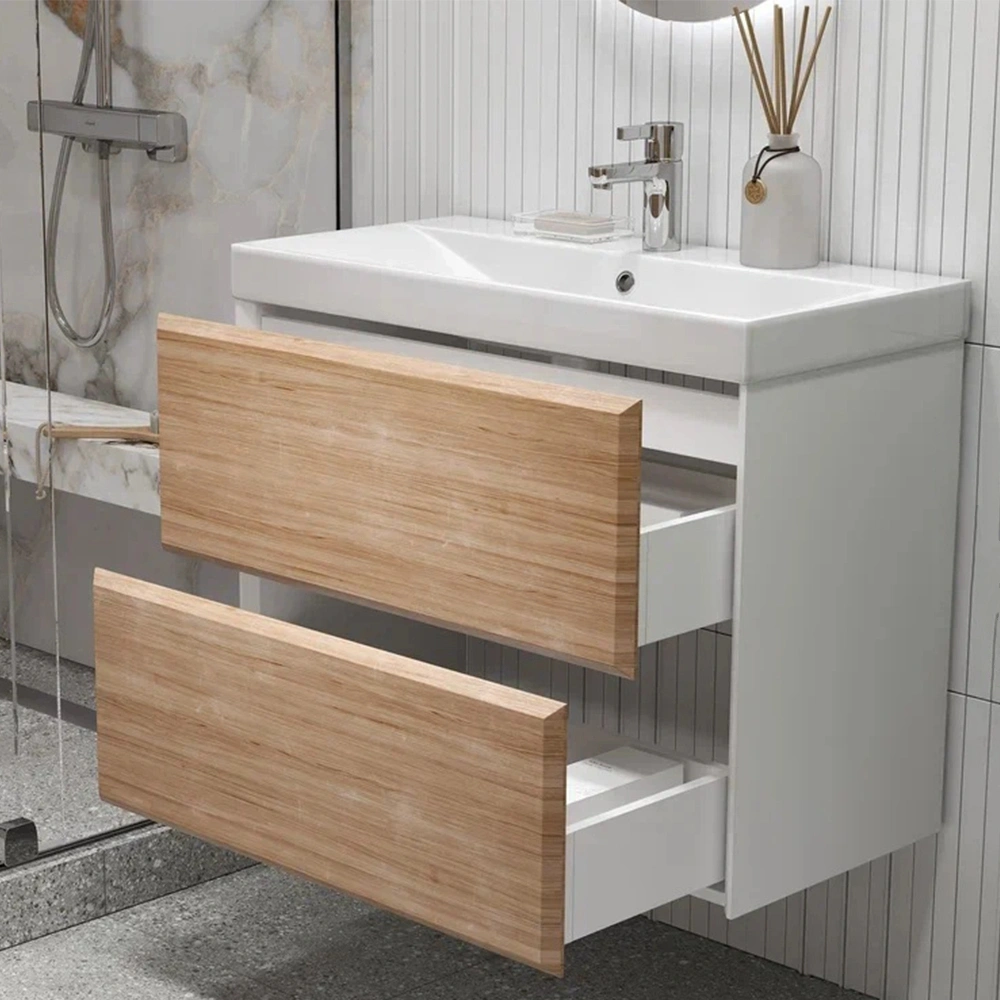 Тумба с раковиной подвесная Velvex Gesso tp.GES.9696.80.2Y белый матовый/дуб сонома, 80 см от магазина Vanna-Vanna.ru!