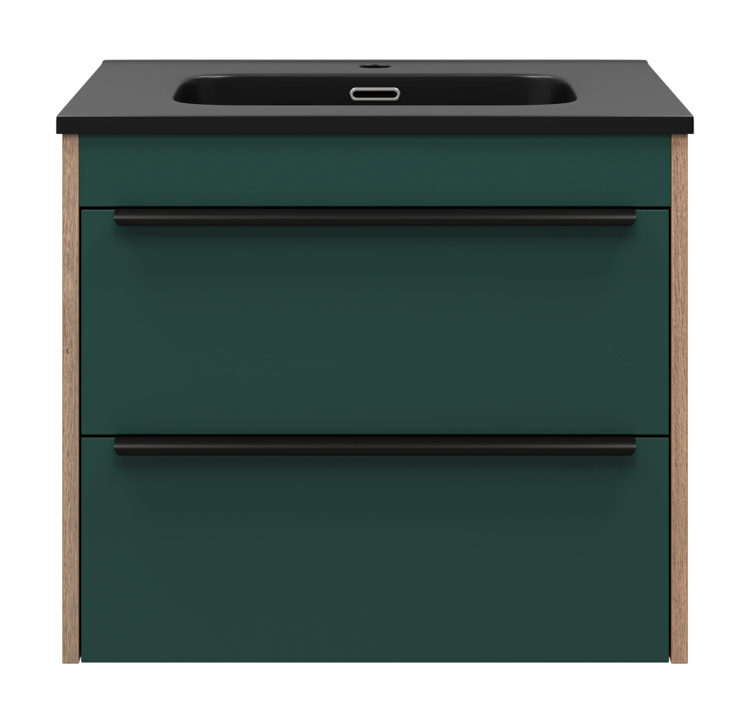 Тумба с раковиной Brevita Greenwood 60 подвесная, зеленый/дуб Галифакс