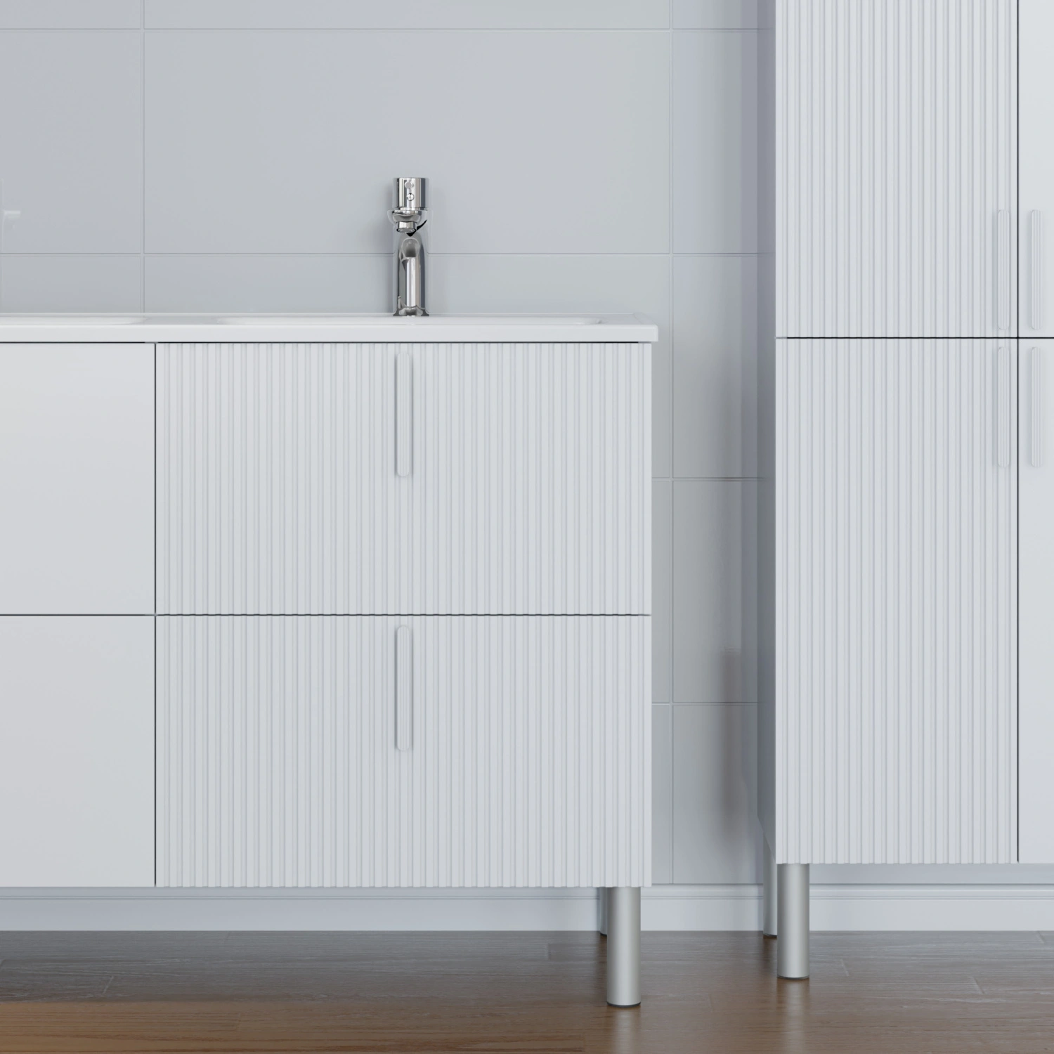 Мебель для ванной Санта Вега 120 комплект, напольный, белый от магазина Vanna-Vanna.ru!