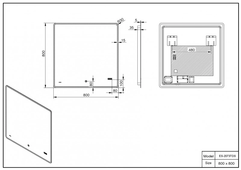 Зеркало Esbano ES-2073 TDS 80x80x5 от магазина Vanna-Vanna.ru!