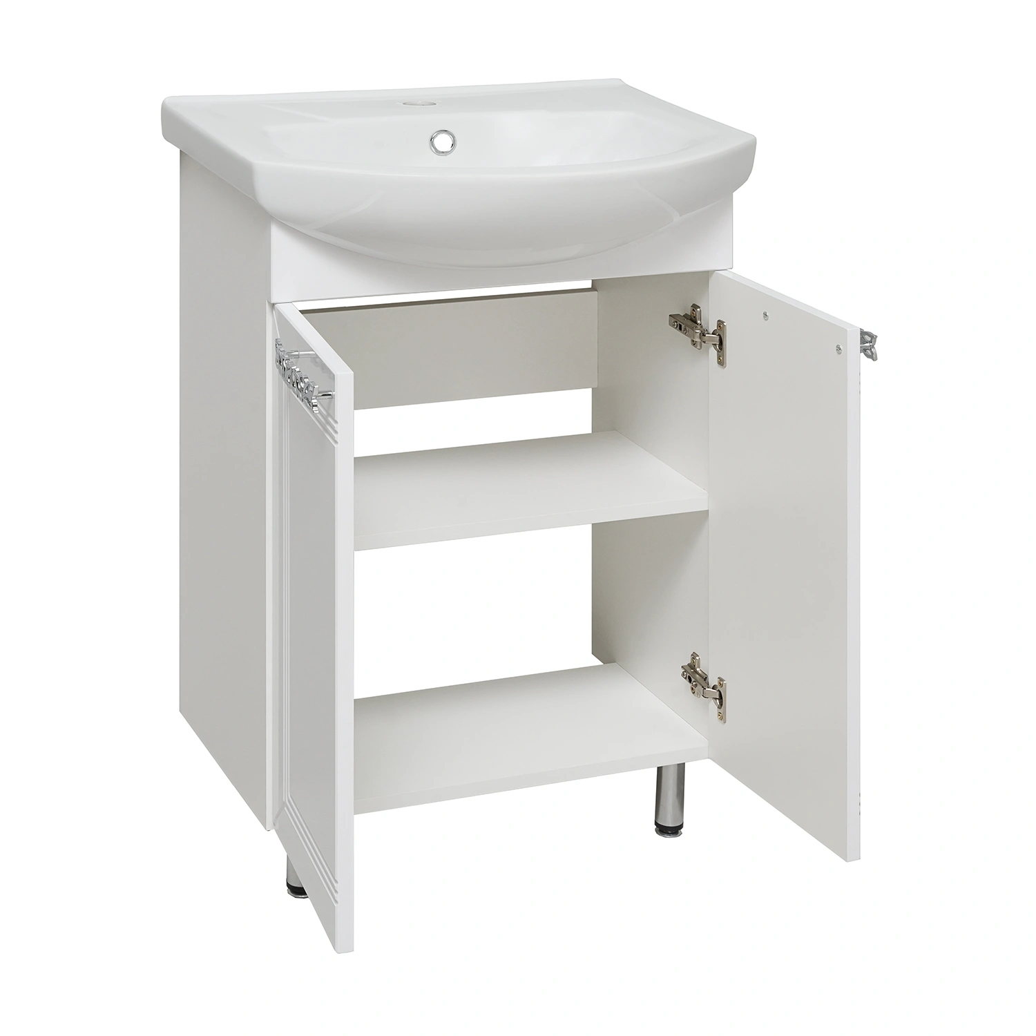 Тумба напольная Runo Монро 55 с раковиной Элеганс 55, белый