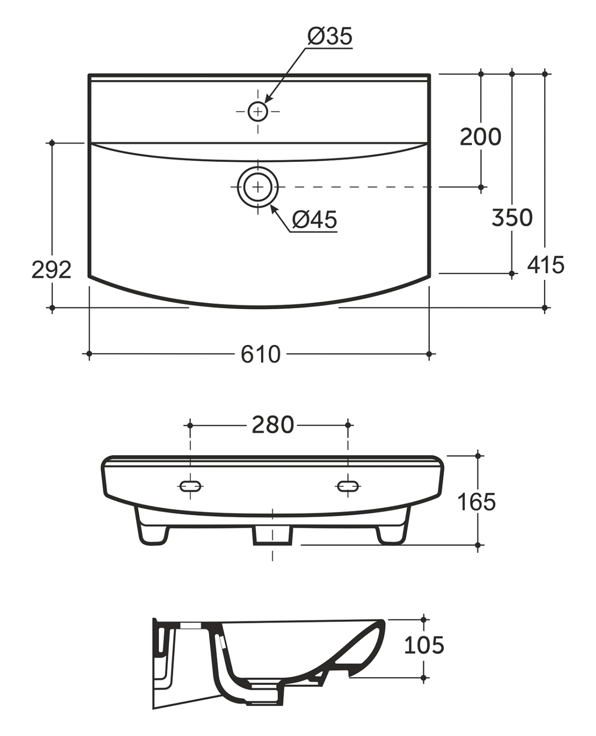 Тумба с раковиной Misty Клермонт 60 подвесная, белый от магазина Vanna-Vanna.ru!
