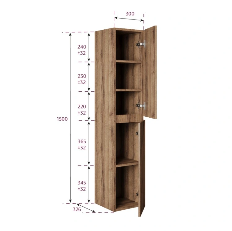 Пенал Onika Дарон 30 L/R подвесной, дуб крафт золотой