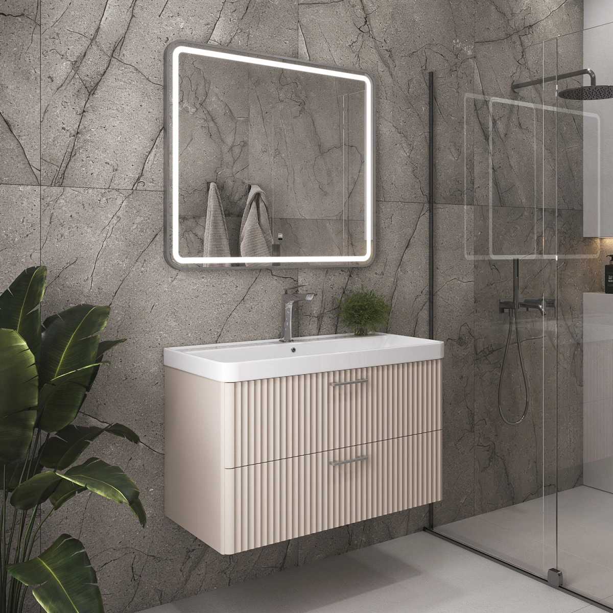 Тумба подвесная Comforty Ангара-90П дуб латте с раковиной 4490 от магазина Vanna-Vanna.ru!