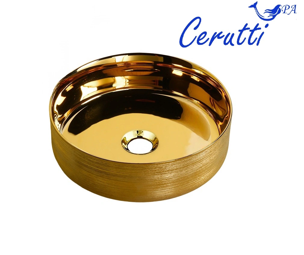 Раковина Ceruttispa CR7044AS накладная, золото, круглая 360х360х120 от магазина Vanna-Vanna.ru!